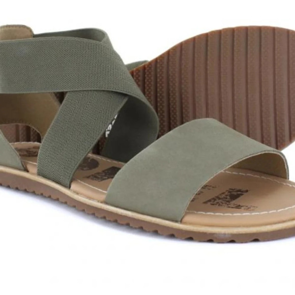 SOREL *Olive Green* Strappy Ella Sandals Size 7 - Picture 1 of 10